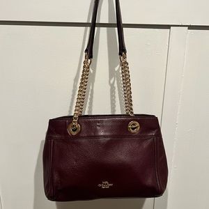 Gorgeous Coach Edie in Oxblood pebble leather shoulder bag.